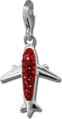 Image de SilberDream rouge Charm Avion Zirconia Femme 925 Argent Pendentif Charms GSC561R