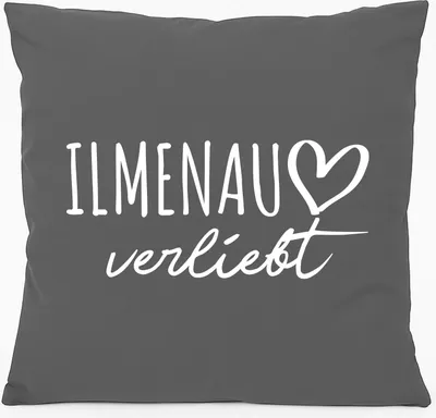 Produktbild von Huuraa Kissen Ilmenau verliebt 40x40cm mit Füllung Steel Grey Baumwolle Dekokissen Geschenkidee