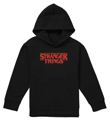 Zdjęcie produktu dla Bluza typu pull-over z logo "Stranger Things" w czerwonym motywie, dla dzieci i młodzieży, czarna, rozmiar 9-11