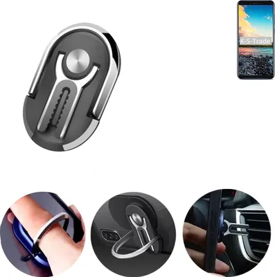 Produktbild von K-S-Trade 3in1 Smartphone-Ring Handy-Ring kompatibel mit Vernee M6 Fingerhalterung  Handyring Tischständer Lüftungsgitter-Halterung Tisch Ständer