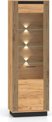 Produktbild von FURNLUX Vitrine Urso Eiche Und Schwarz 65cm / Hauptfarbe: Beige / Abmessungen: 65 x 200 x 40 cm