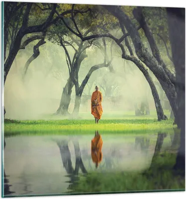 Produktbild von Bilder auf glas - Einteilig - Mönch Wald Nebel - 60x60cm - Glasbilder - Wandbilder - Bilder - zum Aufhängen bereit - Wanddekoration aus Glas - Glas Bilder - Wandbild auf Glas - GAC60x60-4286