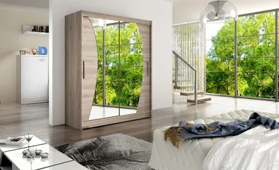 Obrázek produktu pro Prostorná šatní skříň se zrcadlem Oliver - šířka 150 cm, lanýž