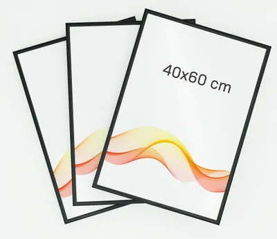 Produktbild von RAWWEST.BIS Alu Bilderrahmen 3er-Set: 40x60 cm mit Plexi Rahmen für Bilder und Poster, Schwarz