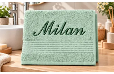 Produktbild von Frottee-Handtuch mit Namensstickerei - 70x140 cm - Mint