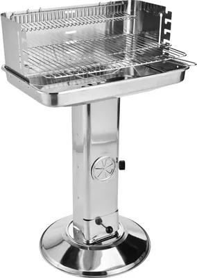 Produktbild von Edelstahl Säulengrill mit integrierter Ascheschublade, Grillfläche 34 x 53 cm