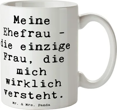 Produktbild von Mr. & Mrs. Panda Pott Spruch Ehefrau Verständnis - Weiß - Geschenk, Kaffeebecher, Partnerschaft, Becher, Freude, Familie, emotionale Verbindung, Ehe, Tasse, Teepott, für