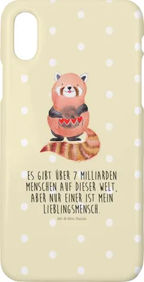 Produktbild von Mr. & Mrs. Panda Iphone 10 Handyhülle Roter Panda - Gelb Pastell - Geschenk, Herz, Hülle, Lieblingsmensch, Liebling, Rot, X, Lustige Sprüche, Liebe, Handy, Cover
