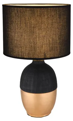 Produktbild von Tischlampe, Keramik Textil Schirm, gold schwarz, H 43 cm