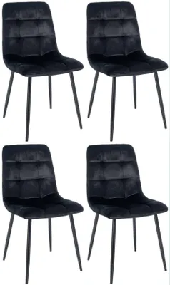 Produktbild von 4-teiliges Esszimmerstuhl-Set – Küchenstühle – bequeme Polsterung | Farbe: Schwarz