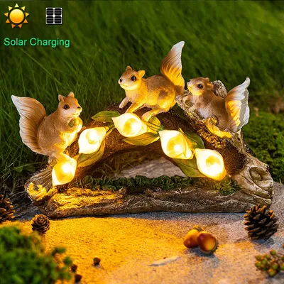 Zdjęcie produktu dla LED solarna lampa ogrodowa solarna lampa ogrodowa wodoodporna lampa zewnętrzna oświetlenie dekoracja ogrodu, wiewiórka