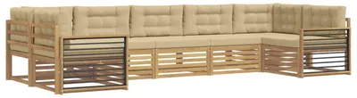 Produktbild von vidaXL Outdoor-Sofagarnitur mit Kissen 7 pcs Weiß und Beige