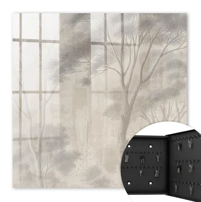 Produktbild von Metall Schlüsselkasten 30 x 30 cm - schwarzer Schlüsselschrank zur Wandmontage - wandhängende Schlüsselbox mit Tür - rechts öffnend - Schlüsselaufbewahrung für Flur - Büro - Arbeitszimmer - Werkstatt - Garage - ätherische Wald