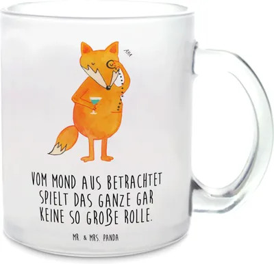 Produktbild von Mr. & Mrs. Panda Trinkglas Fuchs Lord - Transparent - Geschenk, Cocktail, Neugierig, Schick, Spruch Lustig, Teetasse, Tee Tasse, Glas, Mond, Haferl, Pott