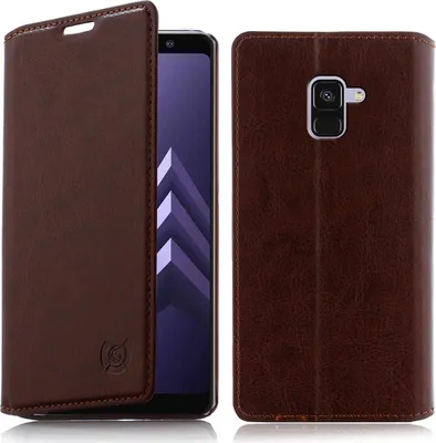 Produktbild von Samsung Galaxy A8 Plus (2018) Flipcover Echt-Leder Braun