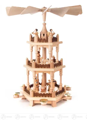 Obrázok produktu pre Pyramída s betlehemom, 2-poschodová, na sviečky d=14 mm šírka x výška x hĺbka 34 cmx44 cmx34 cm NOVINKA