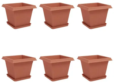 Produktbild von Blumentöpfe 6 pcs Ziegelrot 33 x 33 x 26 cm Kunststoff