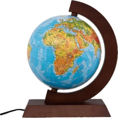 Image de Globe physique illuminé cadre en bois 25cm UA