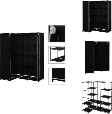 Produktbild von vidaXL Eckkleiderschrank Schwarz 130 x 87 x 169 cm -  Kleiderschränke