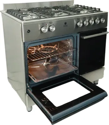 Produktbild von Gasline Gas Standherd mit Elektrobackofen GAG90GOXFLE Edelstahl mit Flaschenschrank 90cm Propan Regler 50Mbar + Gasschlauch
