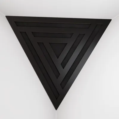 Zdjęcie produktu dla Zestaw 2 sztuk – pochłaniacz basów do narożników sufitu „Triangle-F” | Pianka akustyczna w kształcie piramidy z laminowaną płytą HDF i obiciem z tkaniny [SCIFI – czarny|czarny]