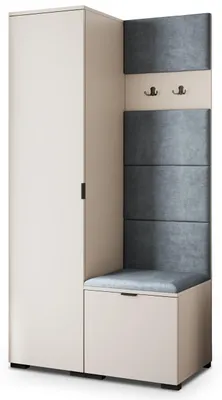 Produktbild von Masseno Garderobe-Set LORI 95/181/51 cm Modern Garderobenschrank Kaschmir, Veloursstoff MONOLITH 85 (Grau)