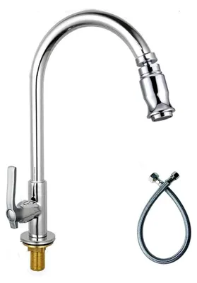 Produktbild von Chrompolierter Kaltwasser-Wasserhahn mit schwenkbarem Auslauf für Küche und Garten