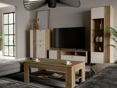 Zdjęcie produktu dla Couchtisch >KILLARNEY< in Mauvella Eiche  - 110x45,5x60cm (BxHxT)