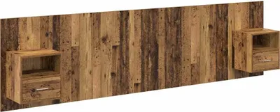Image de vidaXL Tête de lit avec armoire à tiroirs 3 pcs bois ancien