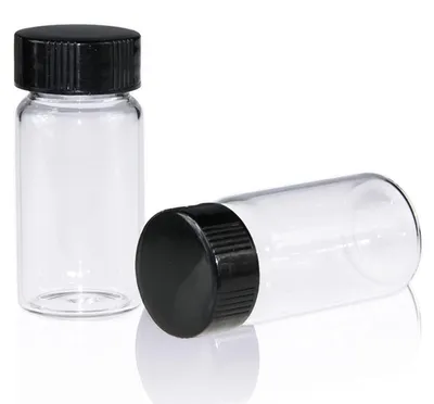 Obrázok produktu pre 20 ml fľaše z priehľadného skla, 100 kusov, s uzáverom a PE tesnením