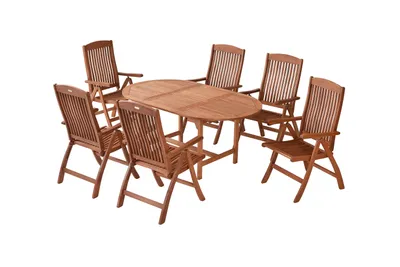 Produktbild von Merxx Gartenmöbelset Maracaibo 7tlg., 6 Klappsessel, 1 Ausziehtisch 120 (170) x 100 cm - Eukalyptus