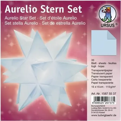 Produktbild von Faltblätter Aurelio Stern Transparentpapier 115g/qm 15x15cm 33 Blatt hellblau