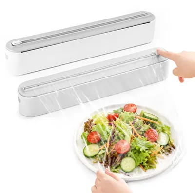2er Set Folien-Dispenser mit Schneider, 36×6×5,3 cm, ABS, grau-weiß