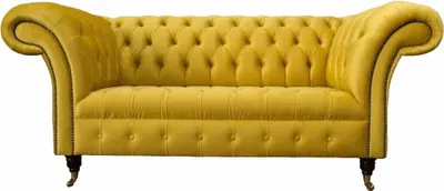 Immagine prodotto di Divano Chesterfield divano imbottito 2 posti divano soggiorno sedile giallo