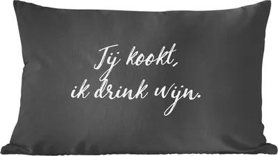 Produktbild von MuchoWow® Zierkissen Sofakissen Wohnzimmer Dekokissen 50x30 cm Sprichwörter - Du kochst, ich trinke Wein - Zitate - Wein - Kochen - Wohnzimmerdekoration - Polster mit Photo