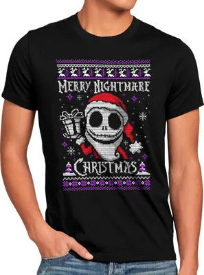 Produktbild von BaumwolleCloud Wonderful Nightmare Xmas Herren T-Shirt xmas weihnachten weihnachtspullover pulli ugly sweater strick
