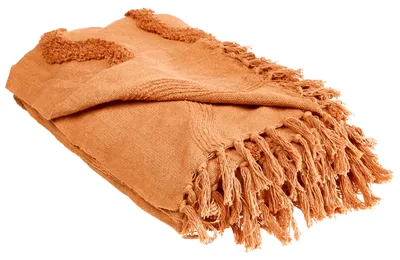 Obrázok produktu pre BELIANI Oranžová bavlnená deka 200 x 200 cm, pletená, prehoz do obývačky a spálne, štýl boho