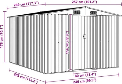 Zdjęcie produktu dla vidaXL Szopa ogrodowa 257x298x178 cm metalowa brązowa