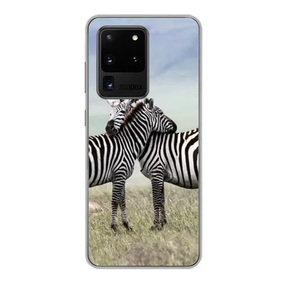 Produktbild von MuchoWow® Handyhülle Schutzhülle Hülle für Samsung Galaxy S20 Ultra Zebras - Gras - Schwarz - Weiß Silikon Softcase Handy Hülle - Karteninhaber