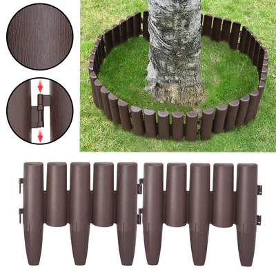 Image de Bordure de pelouse NAIZY 5,6m aspect bois Garden Border en polypropylène, bordure de tonte bordure de parterre palissade jardin décorative, 1 élément LxHxP : 28x24x1cm, 20 pièces