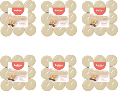 Imagen del producto de Bolsius - True Scents - Velas aromáticas en forma de té - 18 unidades por paquete - Vainilla - Paquete económico - 108 unidades - 6 paquetes