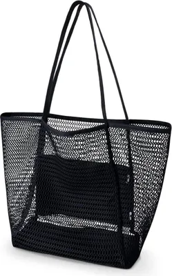 Zdjęcie produktu dla benpen duża torba plażowa damska XL siatkowa torba plażowa z wewnętrzną kieszenią na zamek błyskawiczny - Składana i lekka - 18,5 l - Wytrzymała i trwała