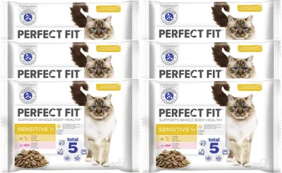 Produktbild von PERFECT FIT™ Katze Portionsbeutel Multipack Sensitive 1+ mit Huhn und mit Lachs 6 x 4 x 85g