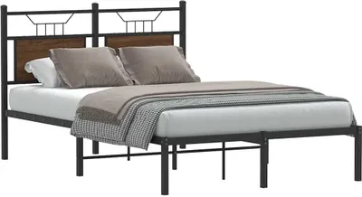 Produktbild von "2026 Promotion" Bettgestell moderne - ohne Matratze - Braun Eiche 120x200 cm - Holzwerkstoff - Polsterbett CC25794