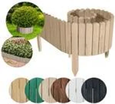 Obrázek produktu pro Floranica Rollborder Flexibilní dřevěný plot 200 x 10 cm Neošetřené borovicové dřevo Obruba záhonu Obruba trávníku impregnovaná Dřevěný zahradní plot