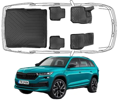 Produktbild von 3D Fußmatten & Untere Kofferraumwanne Auto Set Kompatibel mit Skoda Kodiaq 2 ab 2024