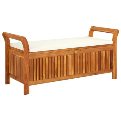 Produktbild von Garten-Truhenbank mit Kissen 126 cm Massivholz Akazie