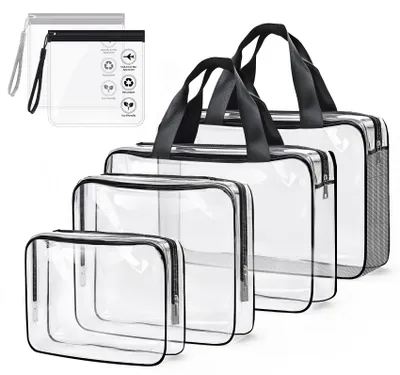Productafbeelding van Transparante Toilettas, Waterdichte PVC Cosmetica Tas, 4 Stuks