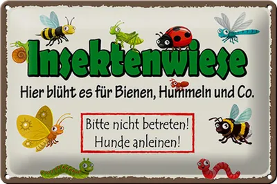Produktbild von Blechschild Hinweis 30x20cm Insektenwiese Bienen Hummeln