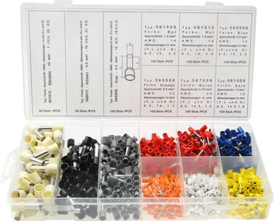 Image de 800 x Assortiment d'embouts - isolés - Section 0,5-10,0mm² Longueur 8-12mm
